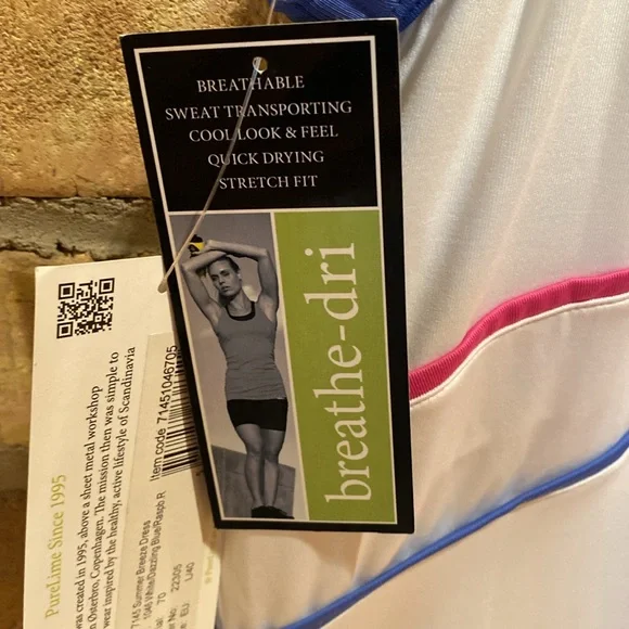 Pure lime women’s tennis dress sporty, breathable size large white - Picture 4 of 8